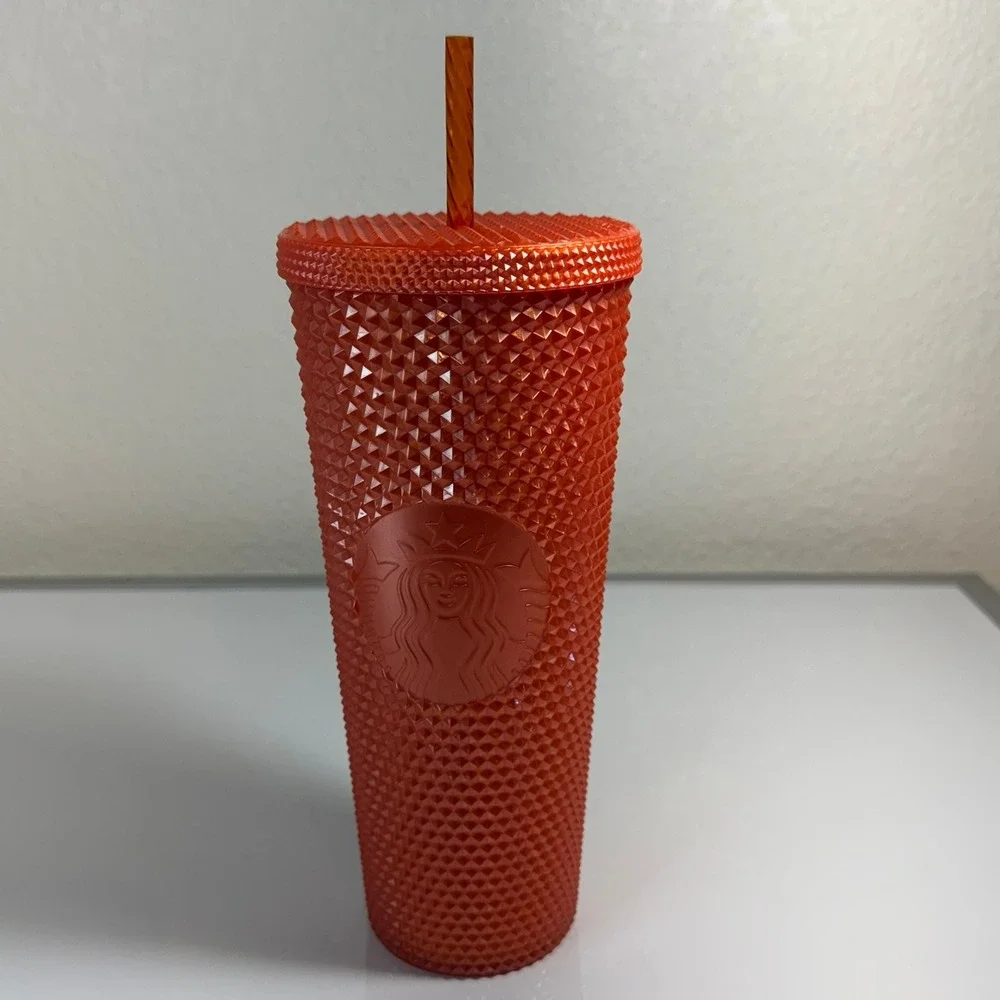Starbucks 24oz Matte Studded Tumbler Orange Cold‎ Cup with Straw 2021